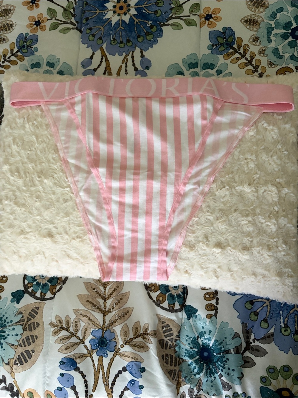 Victoria's Secret Pink & White Striped French Cut Panty XL